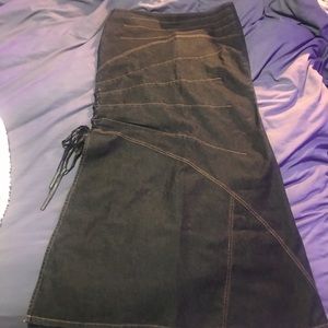 Long Jean Skirt with slit and ties- size 10